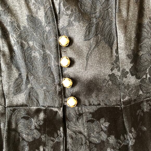 Dana Scott NWT Vintage 1980s Tea Length Black Satin Formal Dress Size 11/12 - Picture 5 of 10